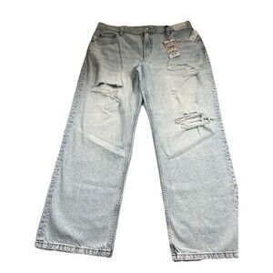 Aeropostale Womens Baggy Jeans Size XL Light Wash Denim Non-Stretch